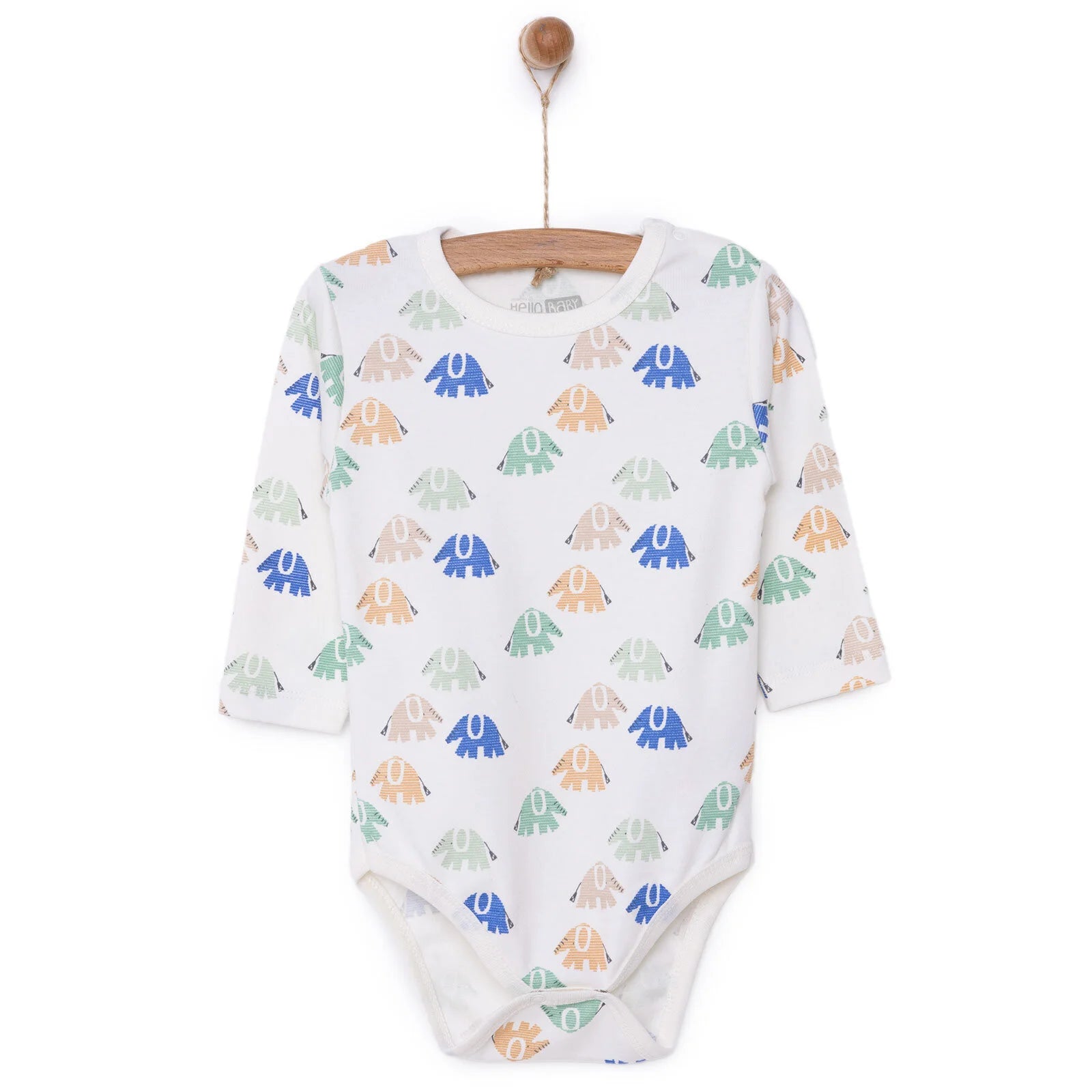 HelloBaby Boy Long Sleeve Bodysuit - Ecru - ebebek - Black Friday