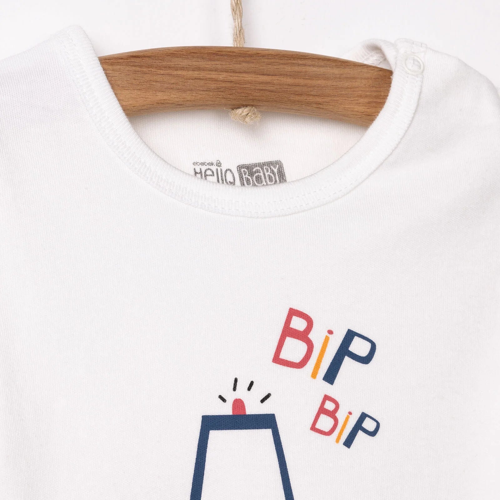 HelloBaby Boy Tshirt - Footed Bottom - Ecru - ebebek - Black Friday