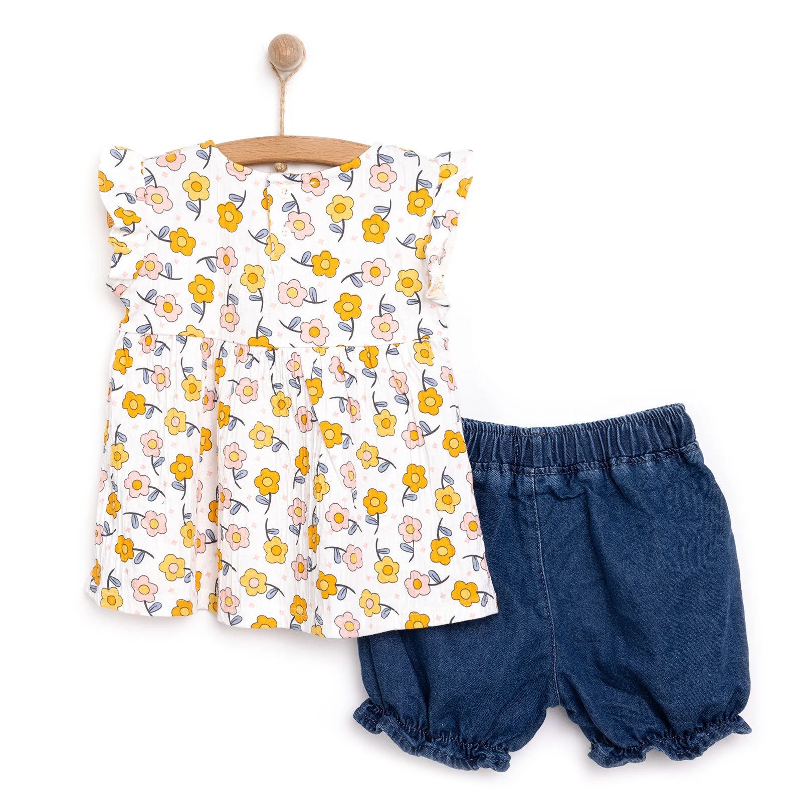 HelloBaby Flowers Girl Tshirt - Short - Ecru - ebebek - Black Friday