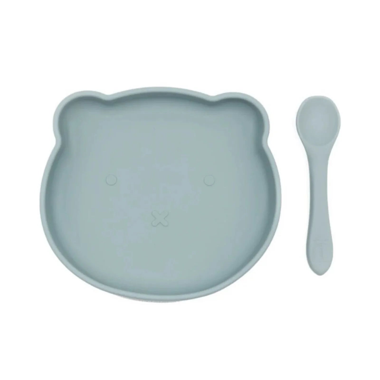 BLW Essentials Bear Plate and Spoon - Dusky Blue - ebebek - Black Friday