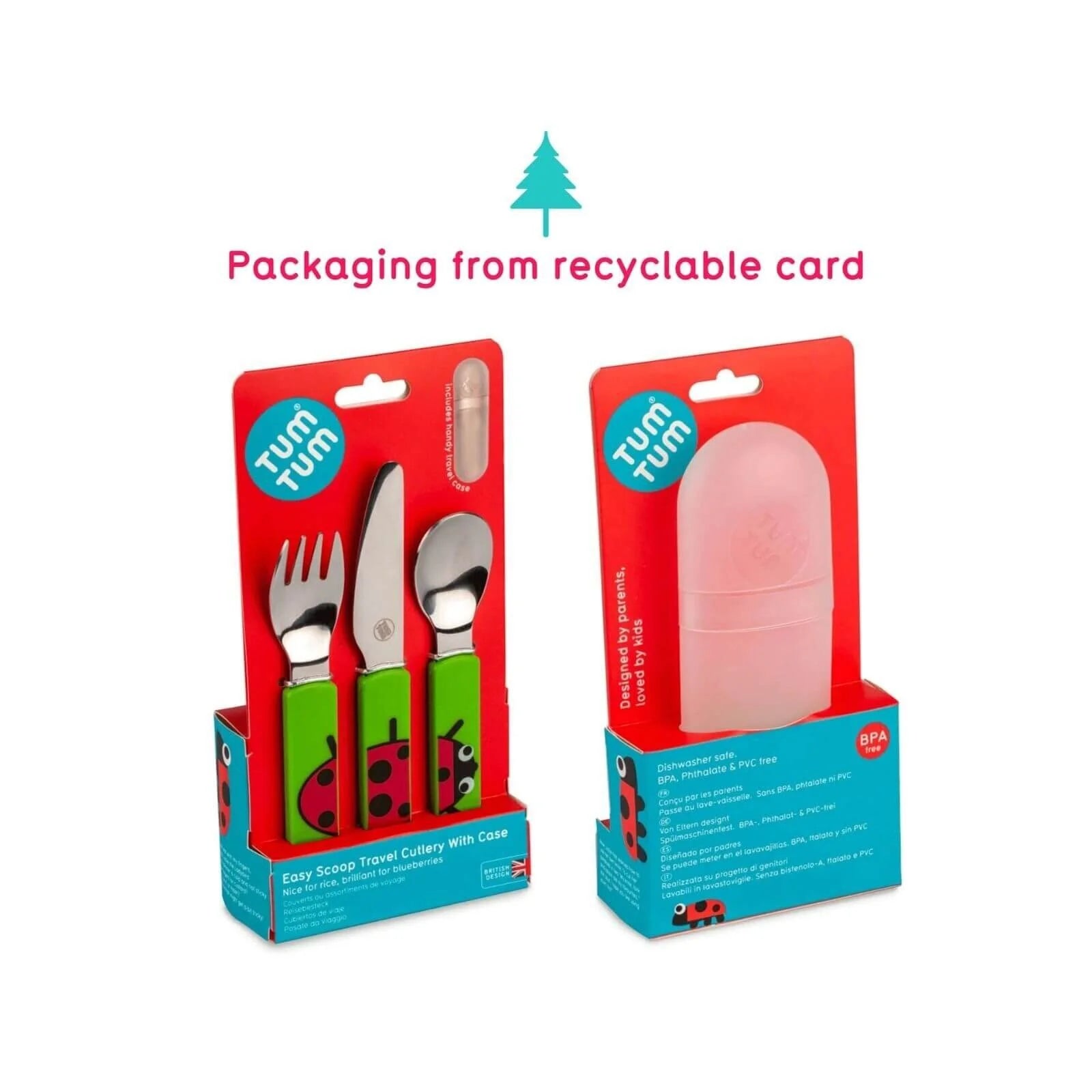 TUM TUM Travel Cutlery Set with Case - Ladybird - ebebek - Black Friday