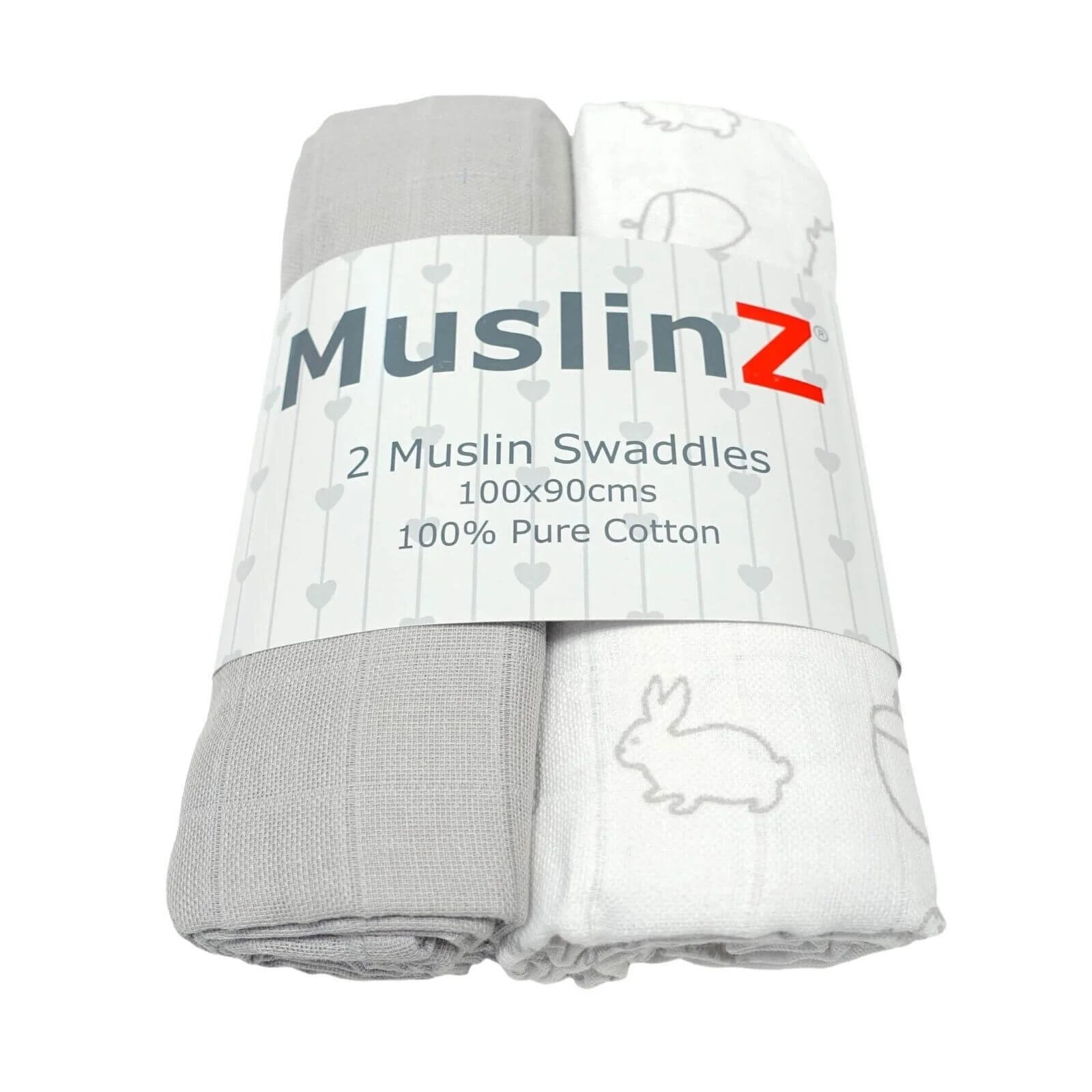 MuslinZ Muslin Swaddles 100x90cm 2 pcs - Grey - ebebek - Black Friday