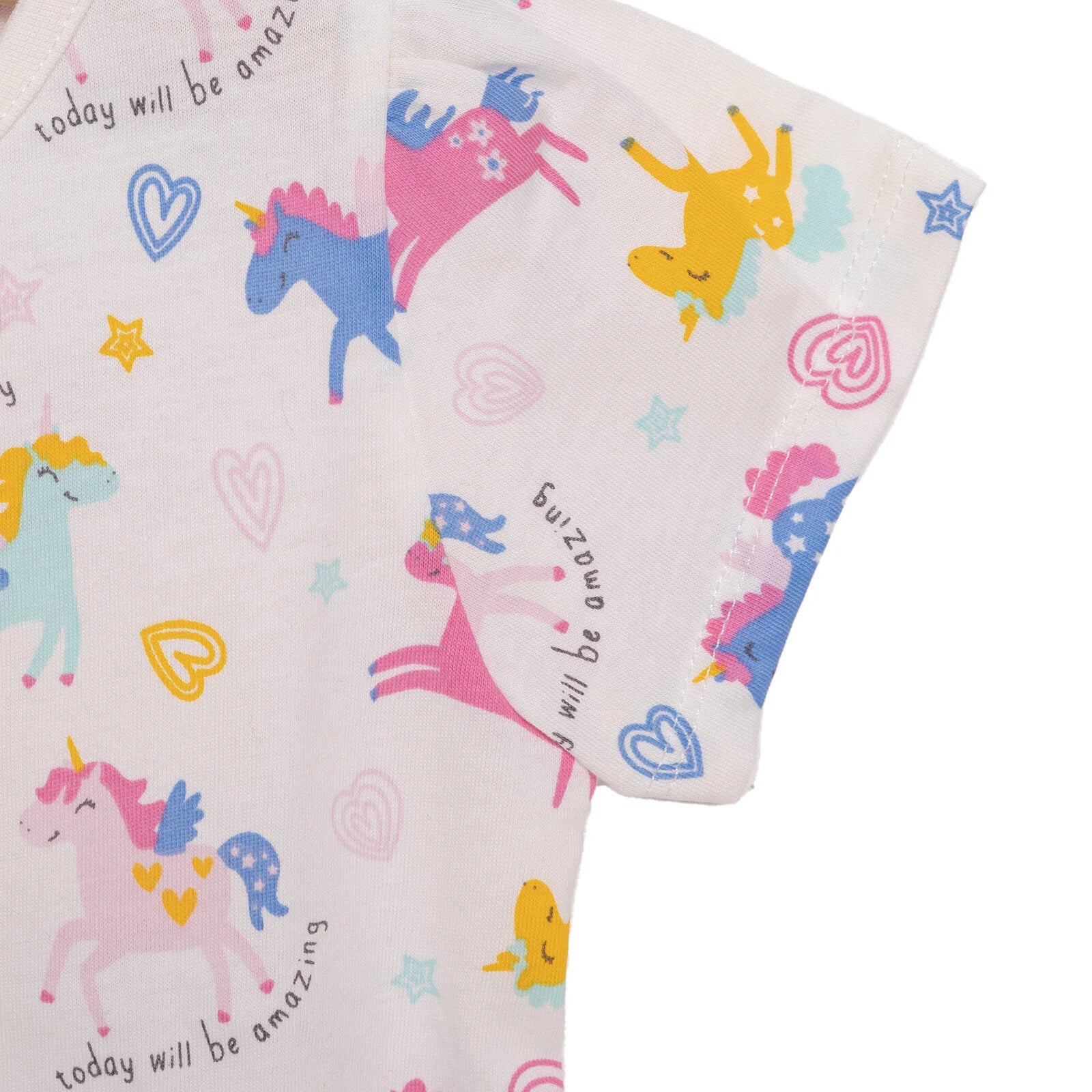 HelloBaby Basic Girl Heart Unicorn Patterned Tshirt - Ecru - ebebek - Black Friday