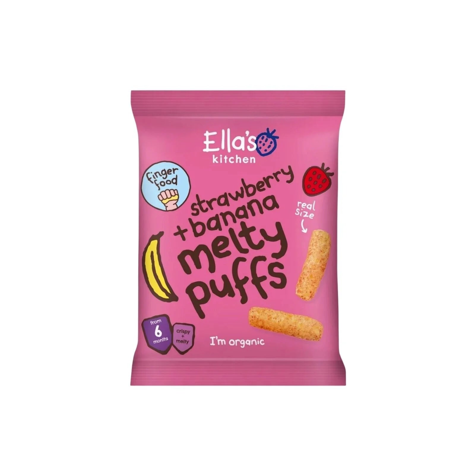 Ella's Kitchen Organic Strawberry & Banana Melty Puffs Baby Snack 6+ months 20g - ebebek - Black Friday