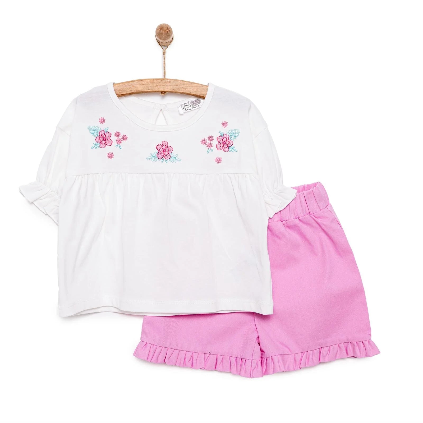 HelloBaby Little Blooms Girl T-shirt & Short - Ecru - ebebek - Black Friday