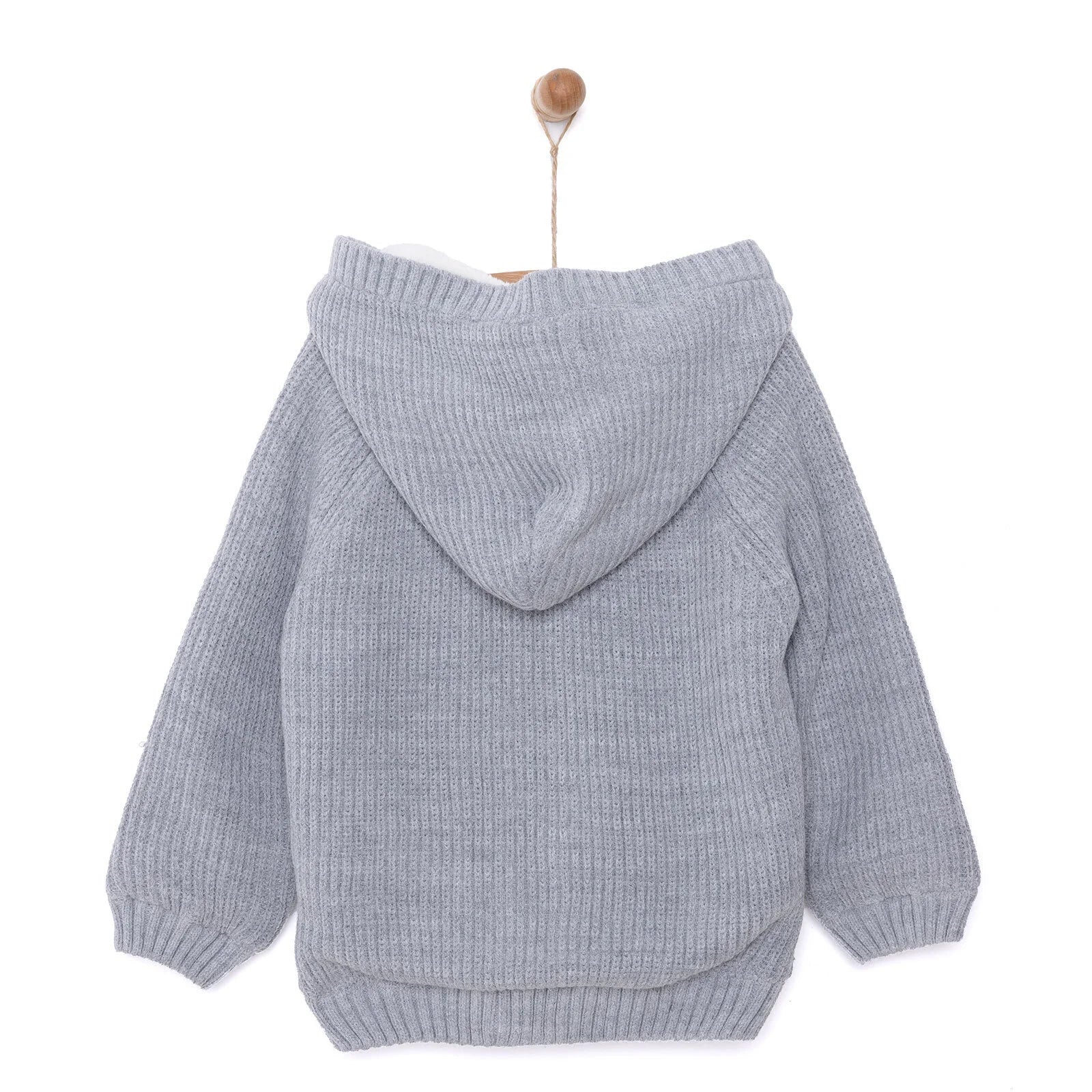 HelloBaby Basic Unisex Plush Knit Cardigan - Grey Melange - ebebek - Black Friday