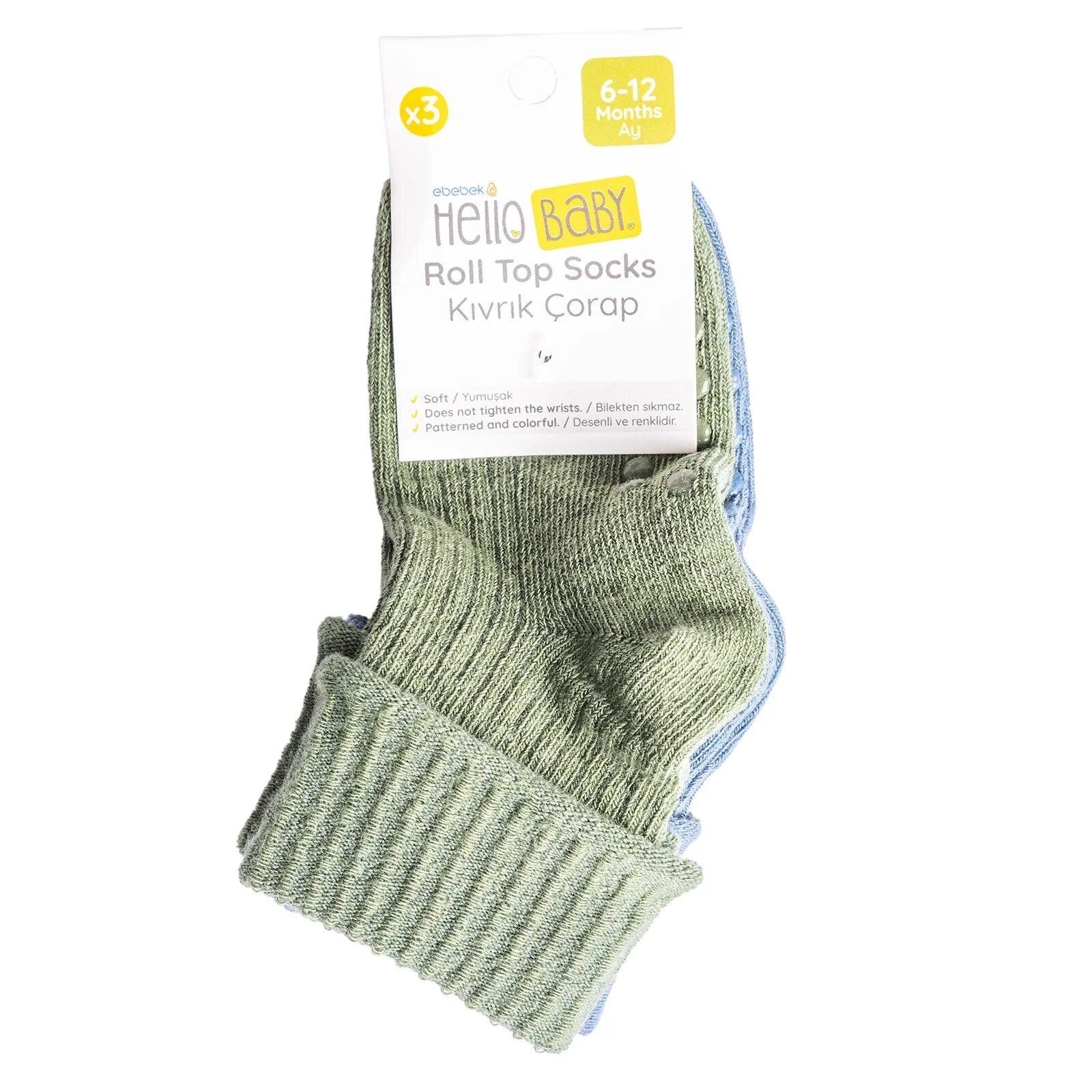 HelloBaby Unisex Pack of 3 Socks - Green - ebebek - Black Friday