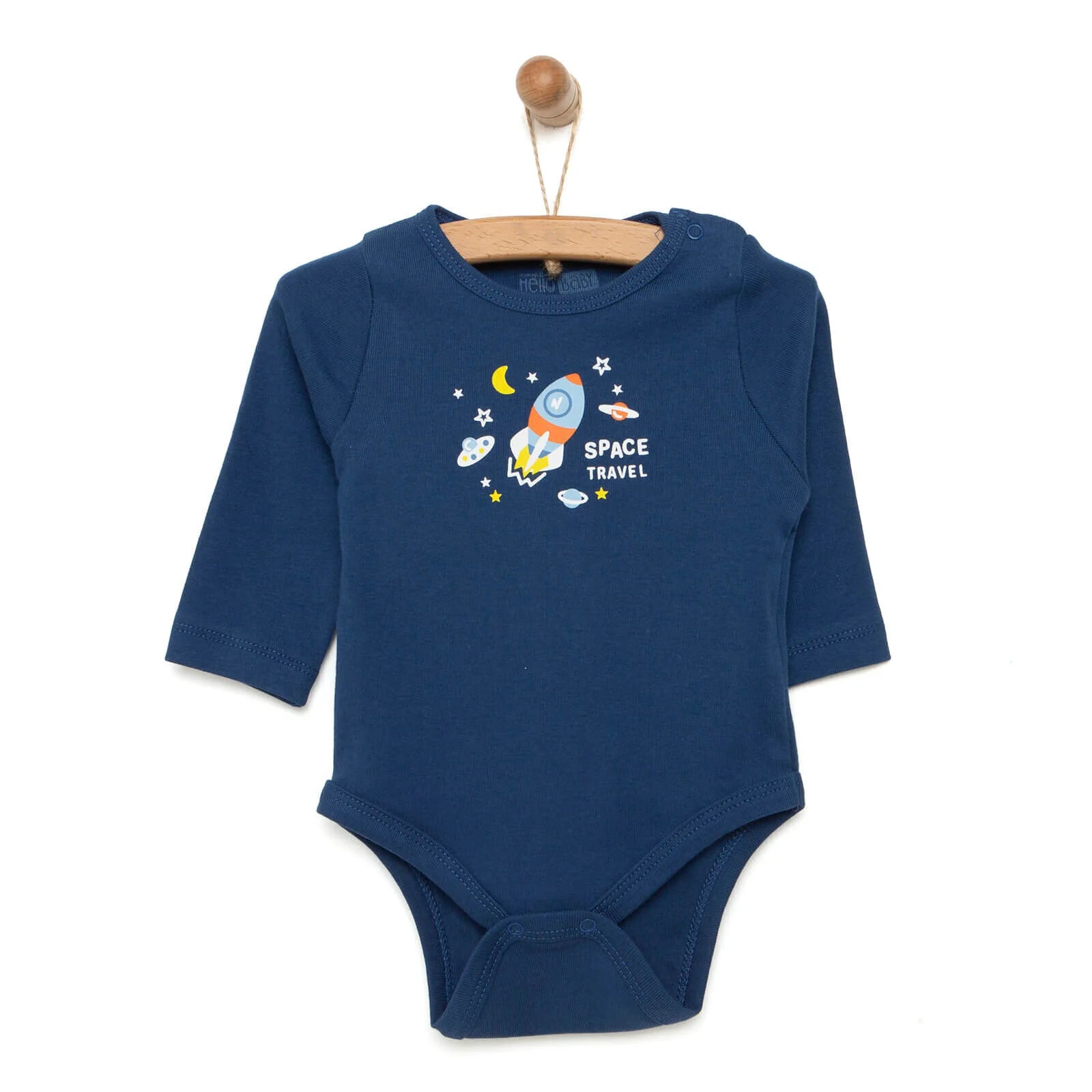 HelloBaby Baby Boy Long Sleeve Bodysuit - Navy Blue - ebebek - Black Friday