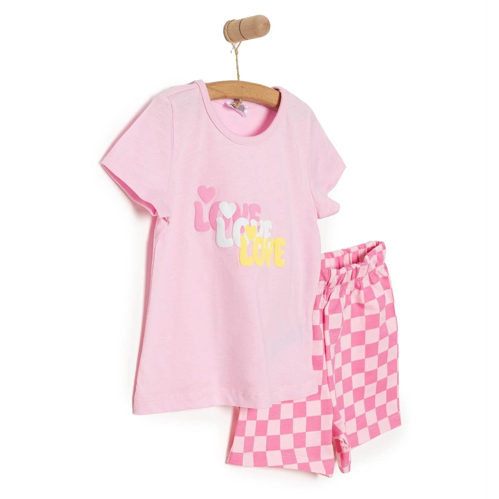 HelloBaby Motto Girl Tshirt - Şort - Light Pink - ebebek - Black Friday