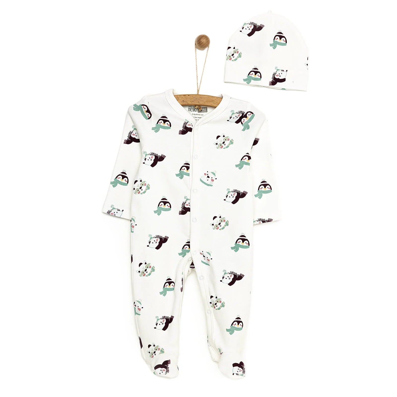 HelloBaby Footed Jumpsuit with Hat - Multicolour - ebebek - Black Friday