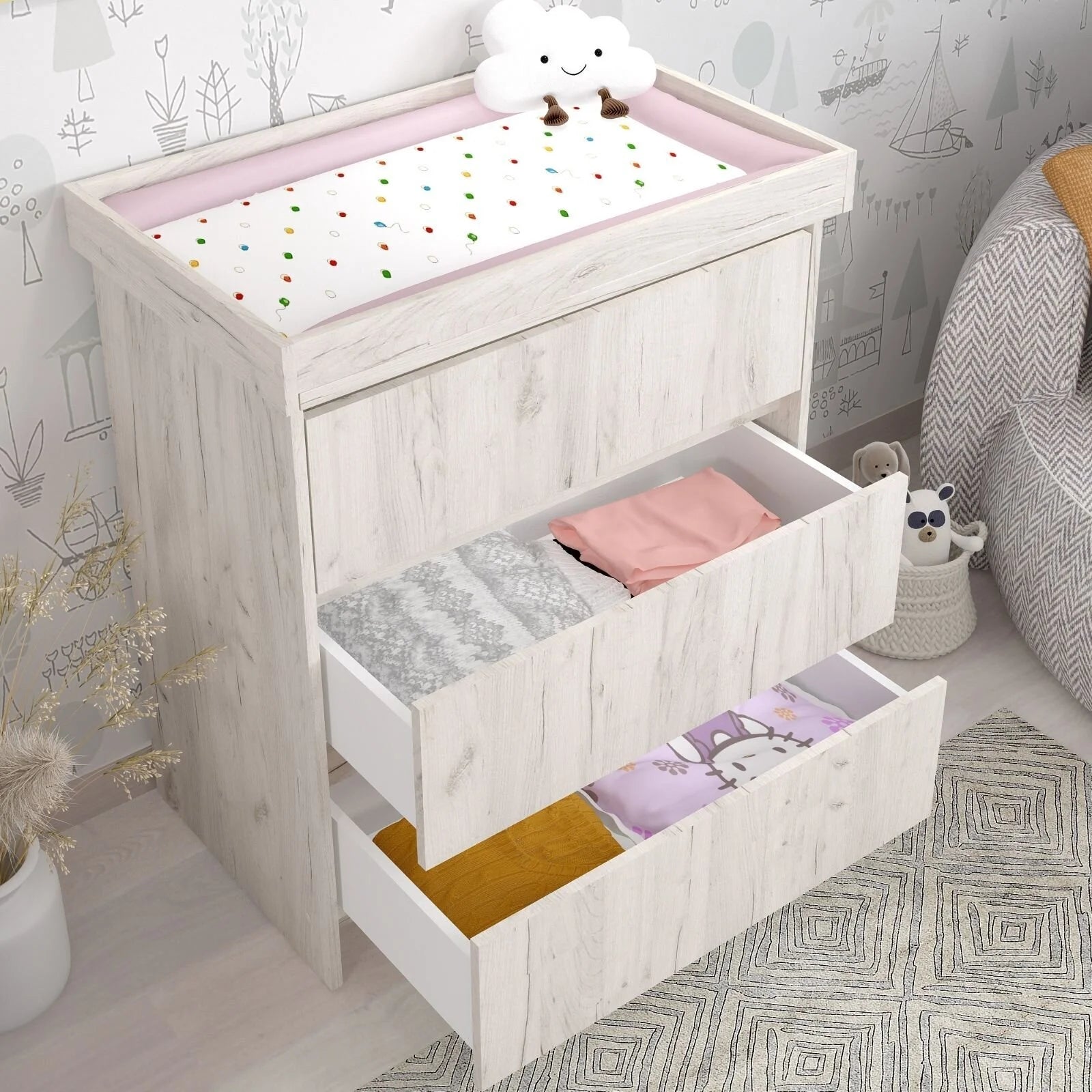 Shefa Kids 880 Baby Changing Unit - White Craft Oak - ebebek - Black Friday