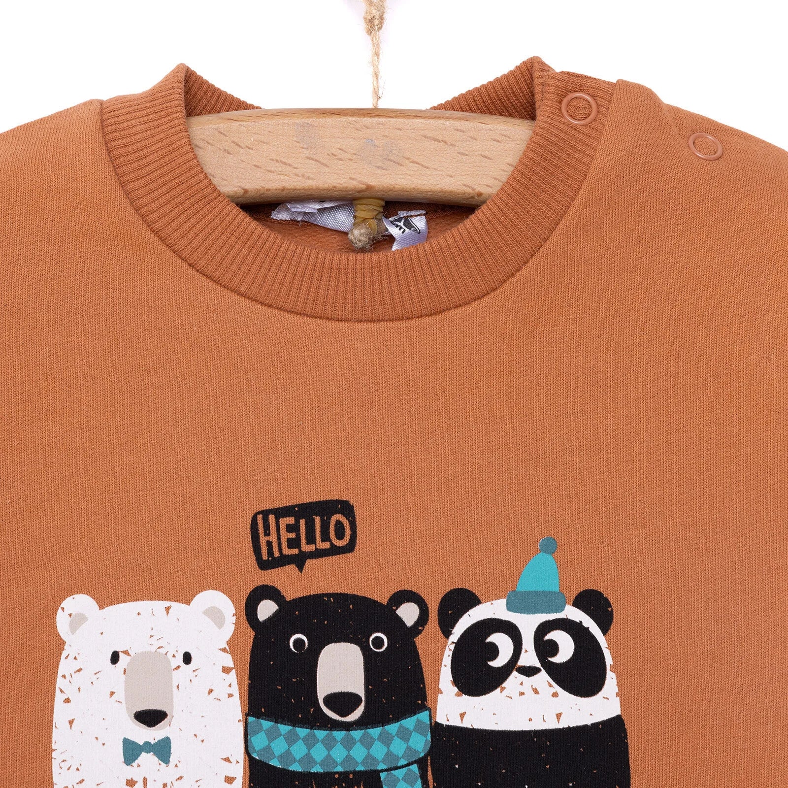 HelloBaby Basic Low Raised Printed Sweashirt - Brown - ebebek - Black Friday