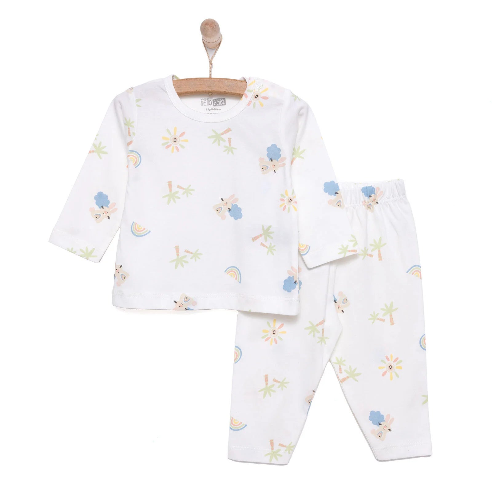 HelloBaby Girl Long Sleeve Pyjamas Set - White - ebebek - Black Friday