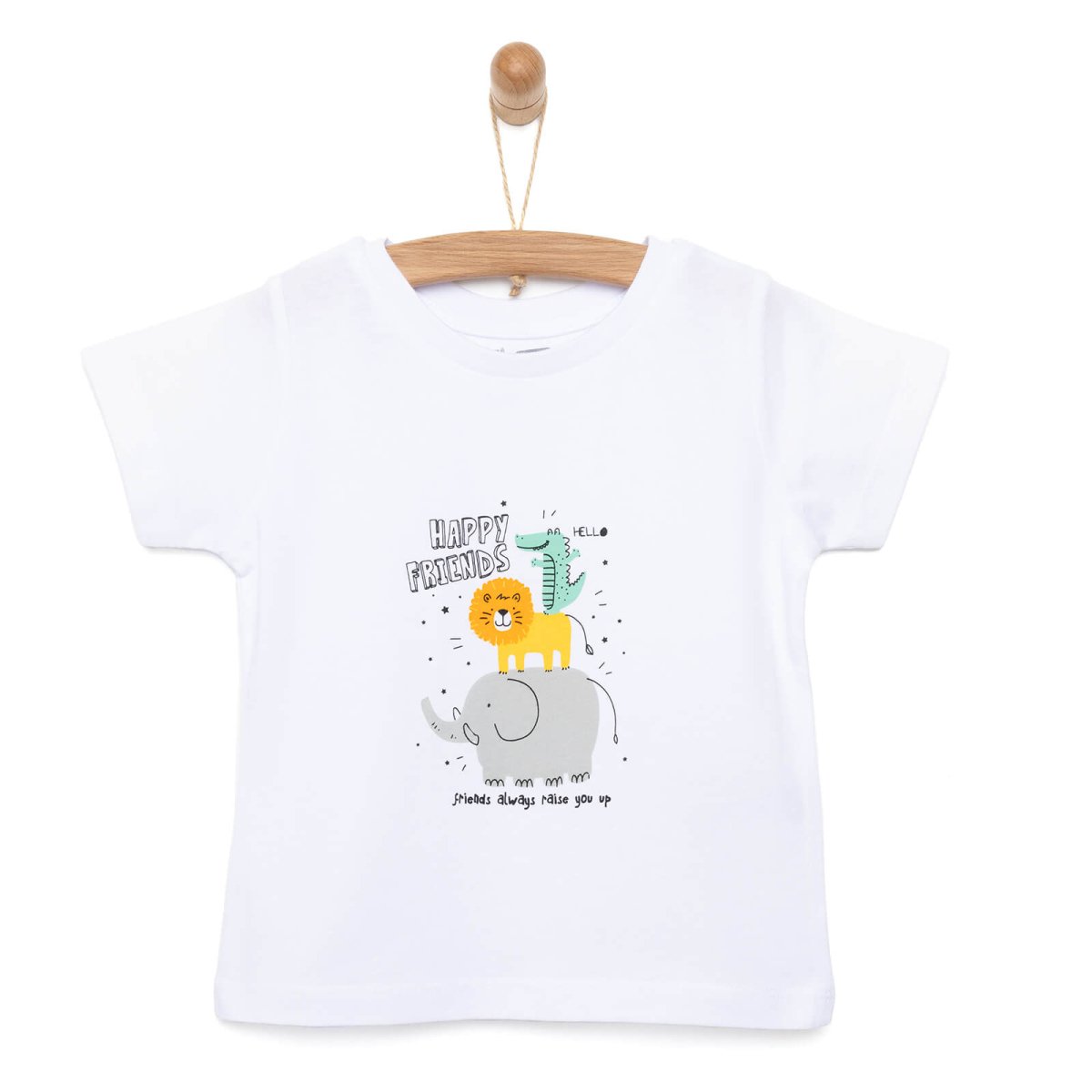 HelloBaby Basic Happy Friends Printed Tshirt - White - ebebek - Black Friday