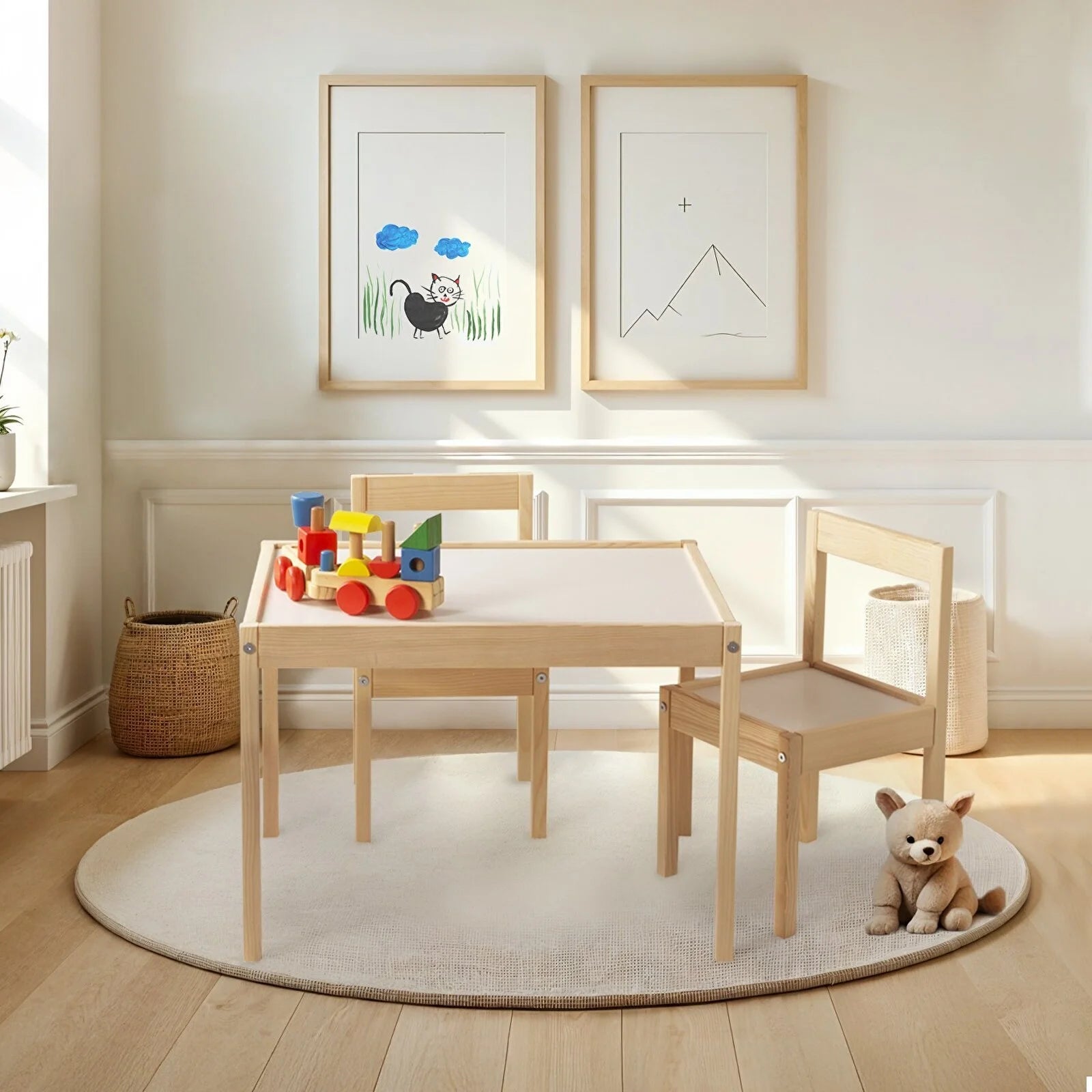 Montessori Wooden Table and Chair Set for Kids - ebebek - Black Friday