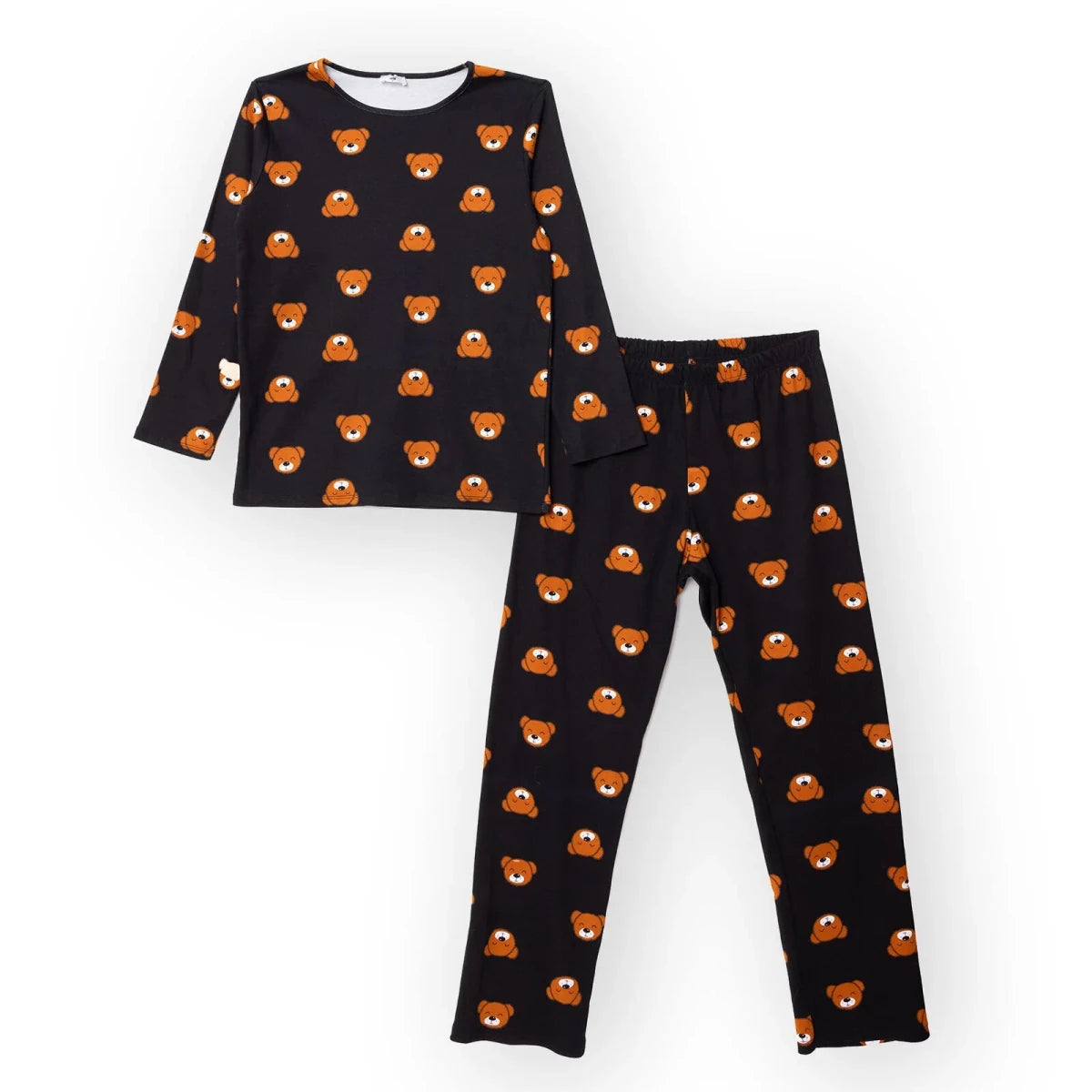 Baby Mom Bear Print Long Sleeve Women's Maternity Pyjama Set (S to 2XL) Black - ebebek