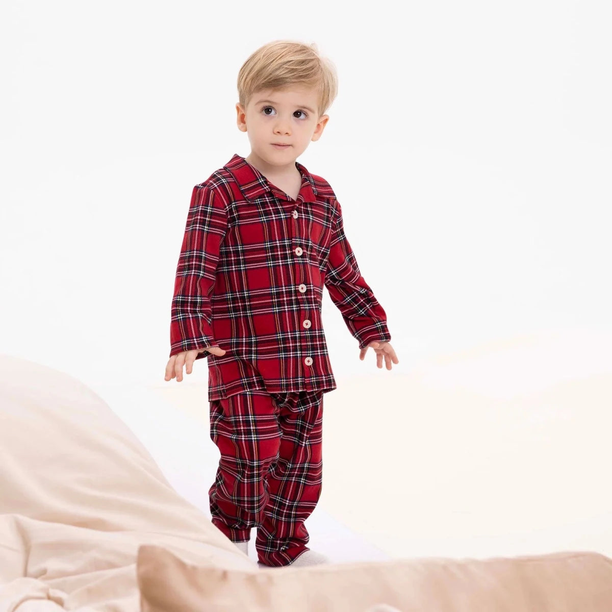 HelloBaby Festive Print Peter Pan Collar Baby Pyjama Set (3-6 Months to 4 Years) Red - ebebek
