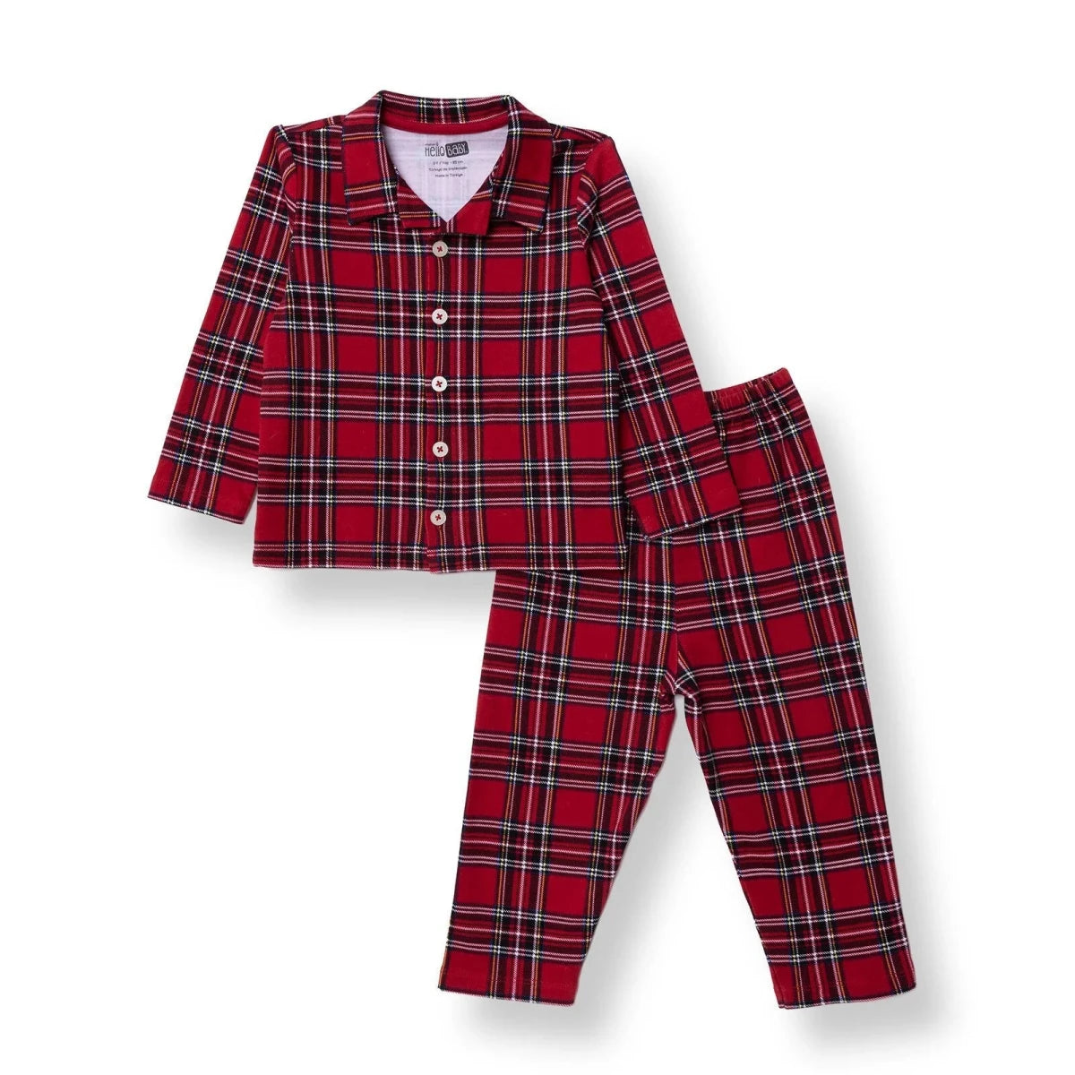 HelloBaby Festive Print Peter Pan Collar Baby Pyjama Set (3-6 Months to 4 Years) Red - ebebek