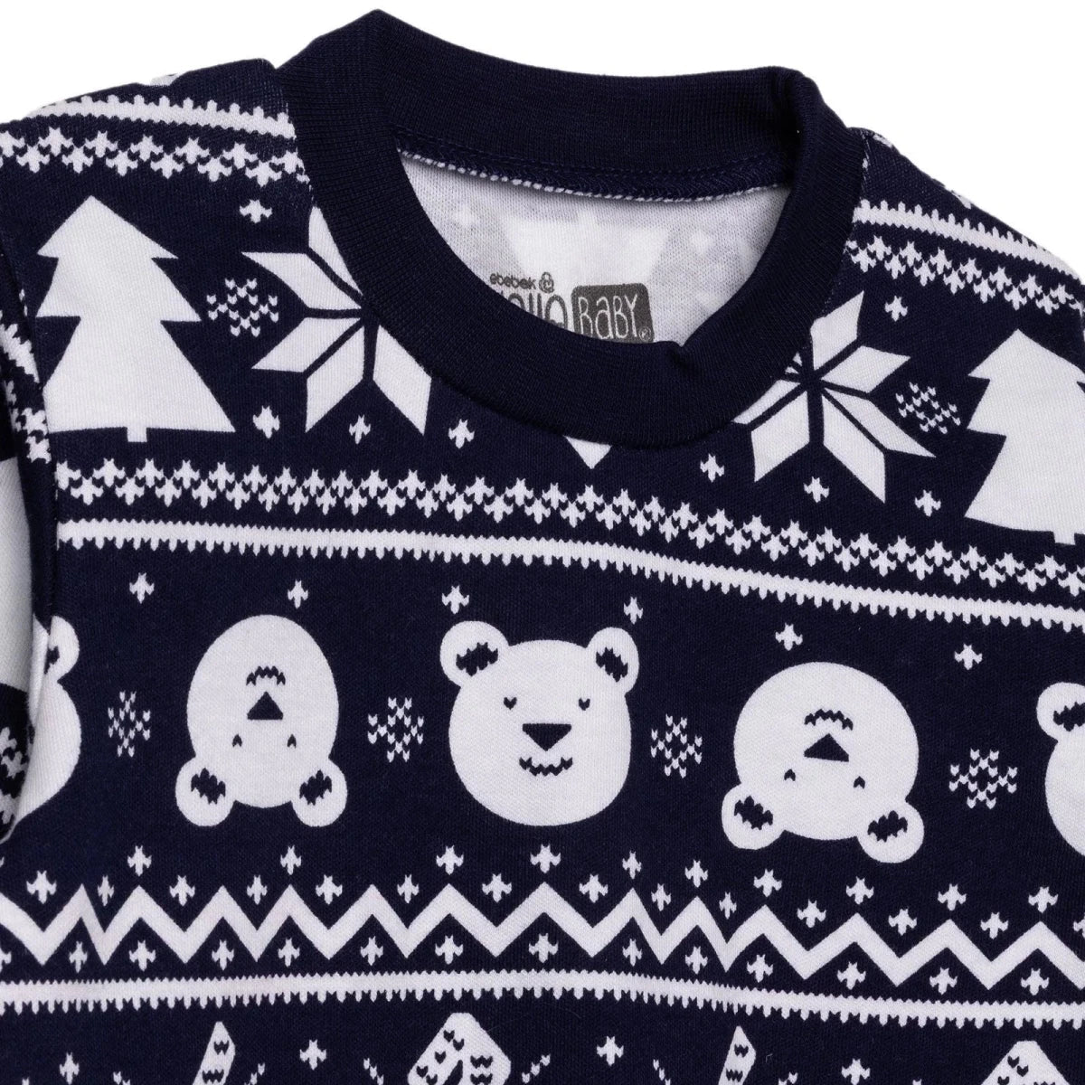 HelloBaby Christmas Print Long Sleeve Baby Pyjama Set (3-6 Months to 4 Years) Navy Blue - ebebek