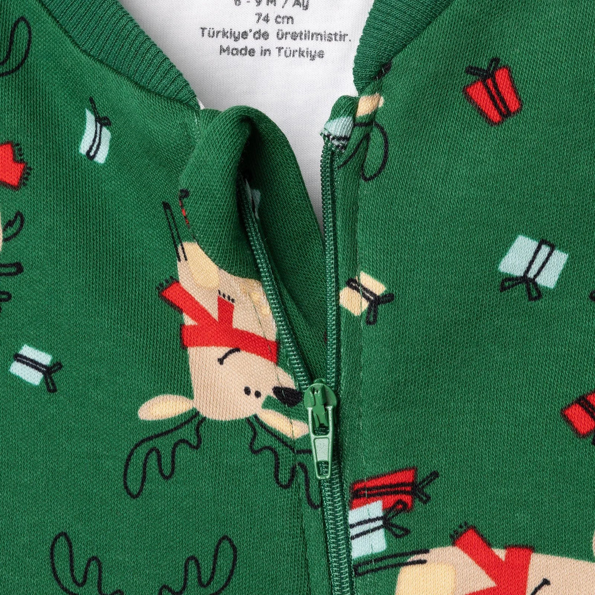 HelloBaby Reindeer Print 2.5 Tog Long Sleeve Baby Sleep Bag with Legs (9 Months to 5 Years) Dark Green - ebebek