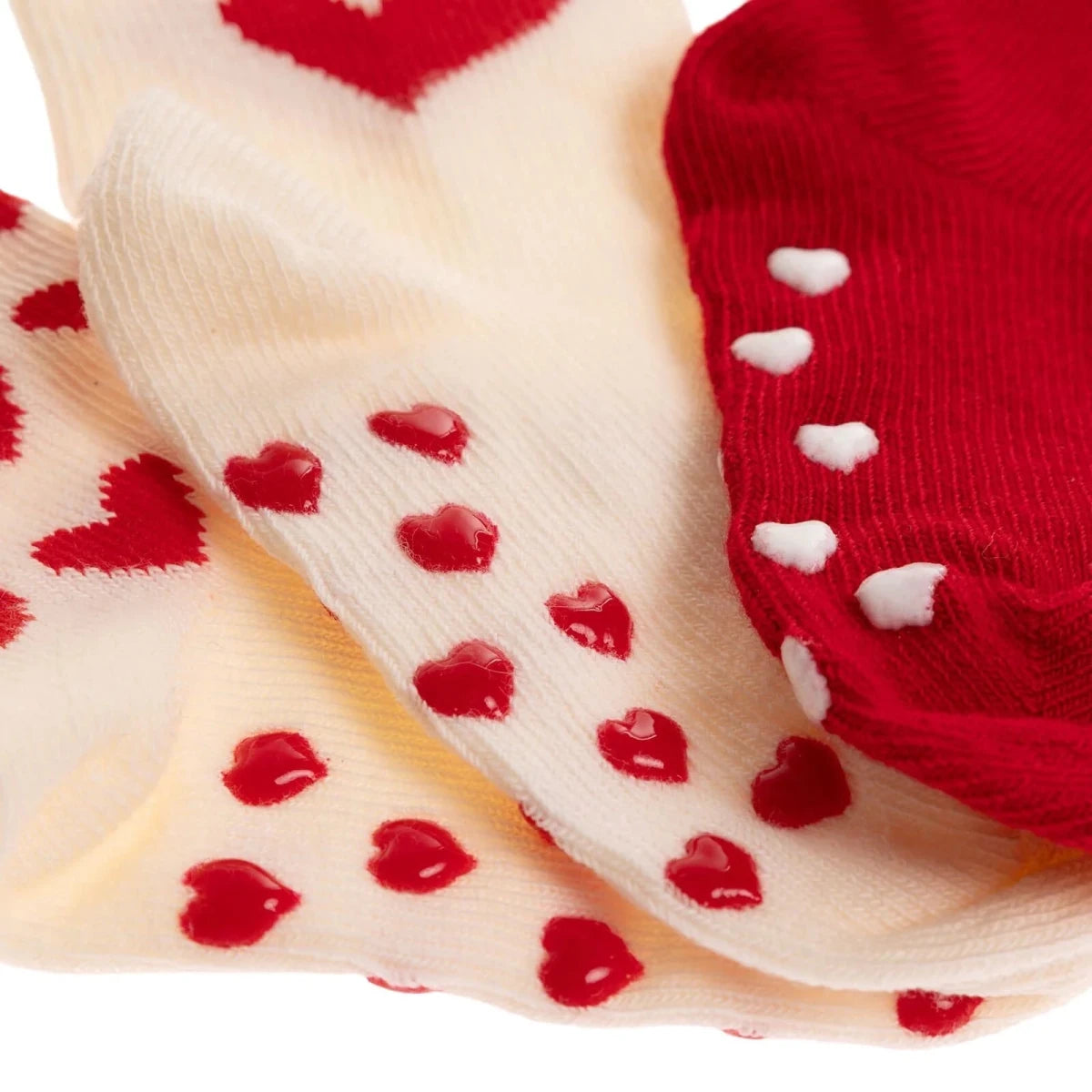 HelloBaby 3 Pack Heart Print Non-Slip Baby Socks (Newborn to 2-3 Years) - Red Red - ebebek