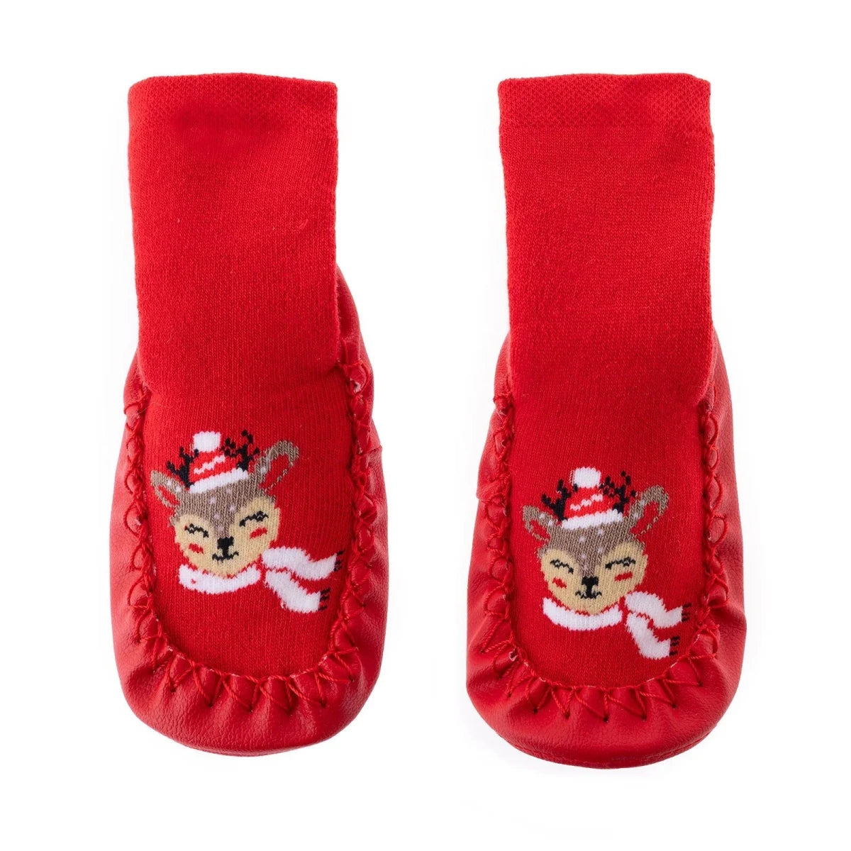 HelloBaby Reindeer Print New Year Slipper Baby Socks Red - ebebek