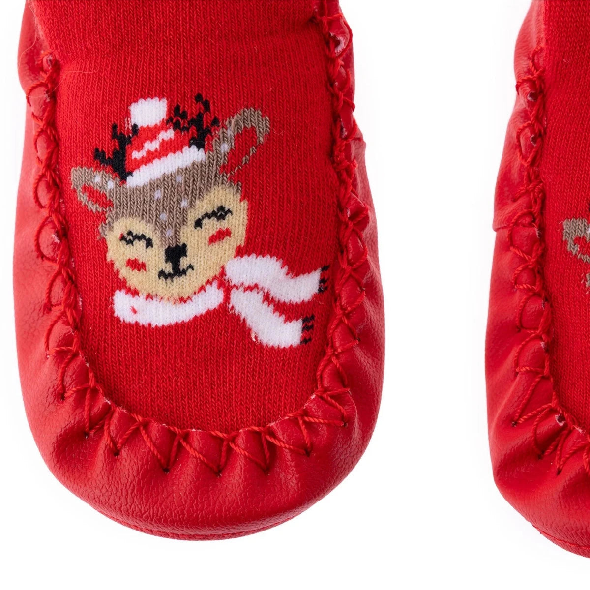 HelloBaby Reindeer Print New Year Slipper Baby Socks Red - ebebek