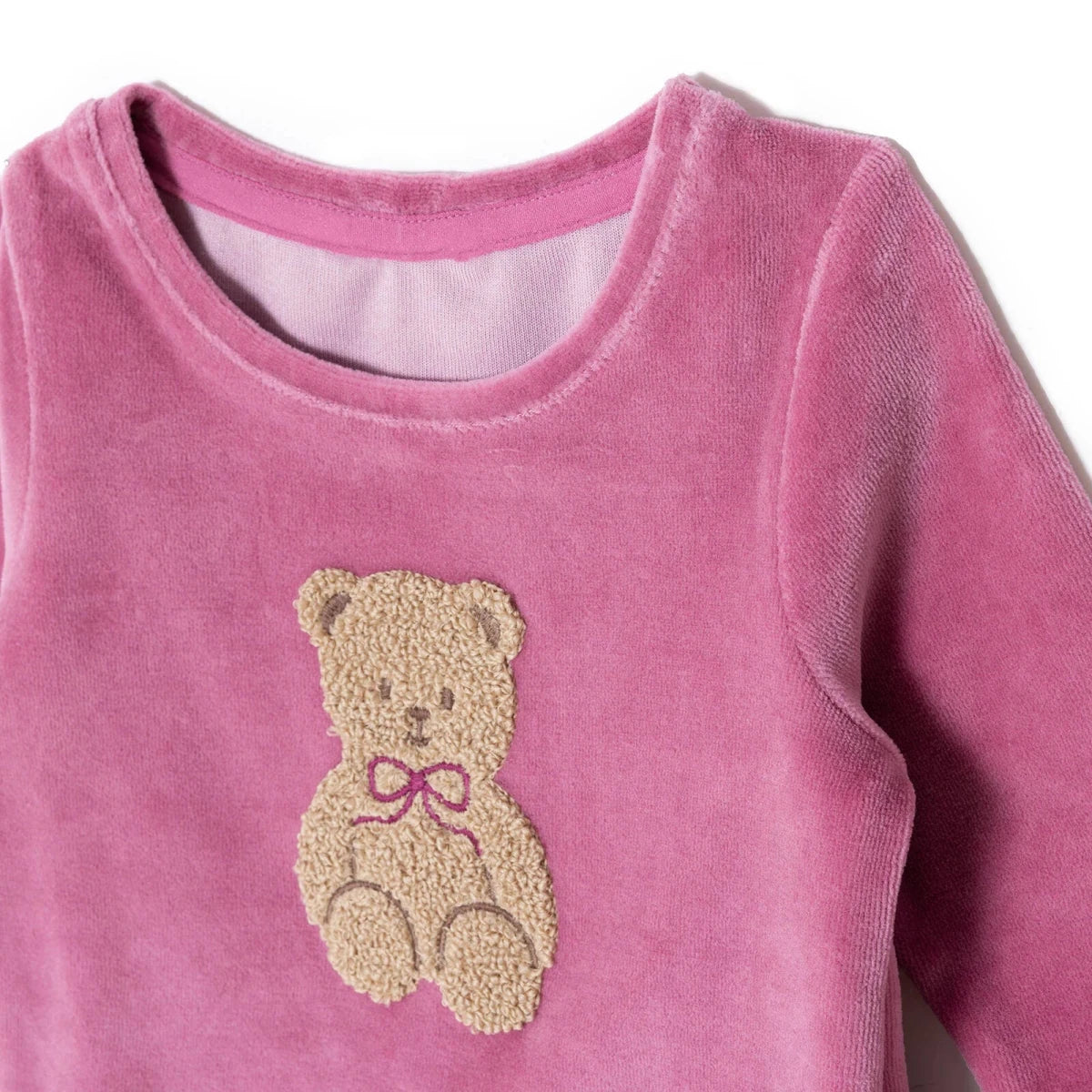 HelloBaby Velour Long Sleeve Baby Pyjama Set (3-6 Months to 3-4 Years) Pink - ebebek
