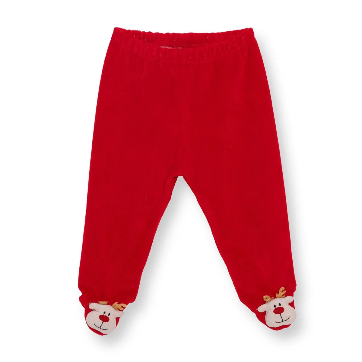 HelloBaby Velour Footed Baby Bottoms (Newborn to 6-9 Months) Red - ebebek
