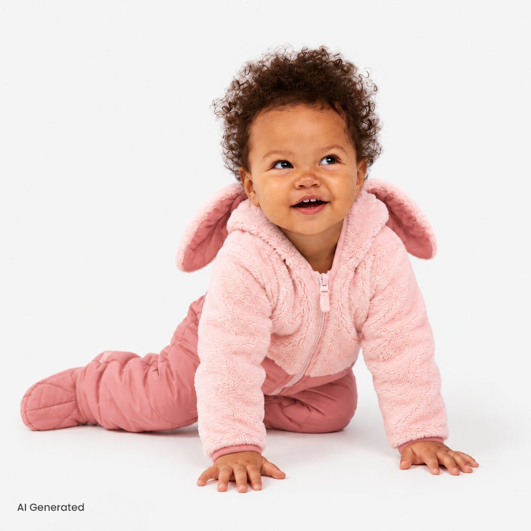 Midimod Hooded Fleece Baby Pramsuit with Feet (3 Months to 12 Months) Pink - ebebek