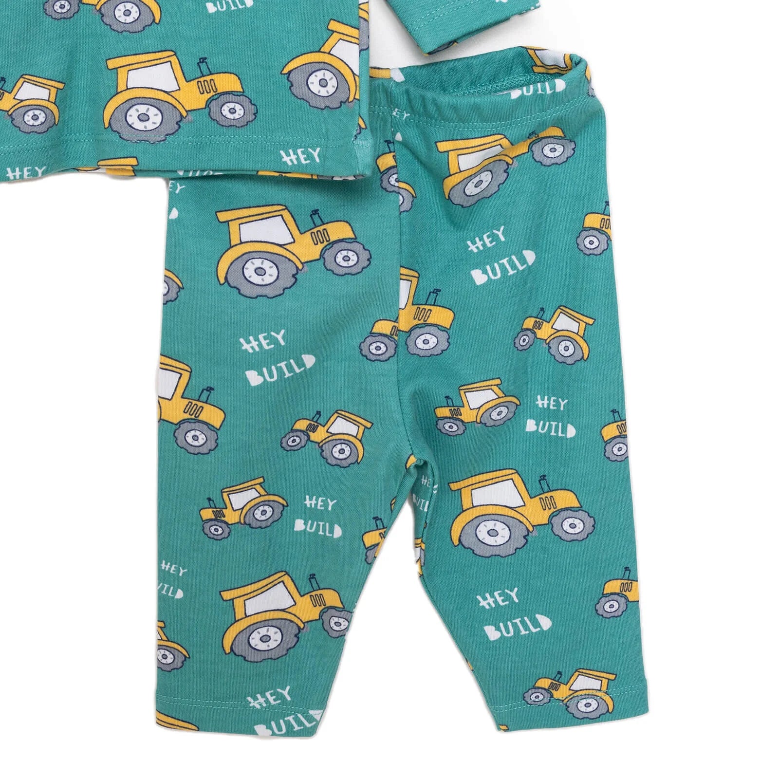 HelloBaby Baby Boy Tractor Patterned Collar Pyjamas 2 pcs - Green - ebebek - Black Friday