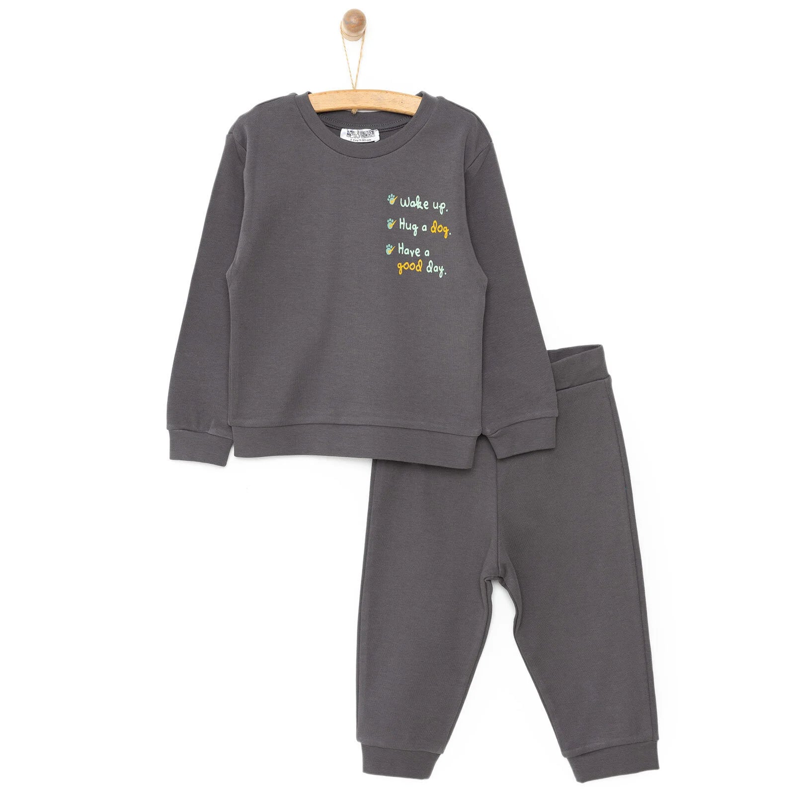 HelloBaby Basic Boy Text Printed Jogging - Anthracite - ebebek - Black Friday