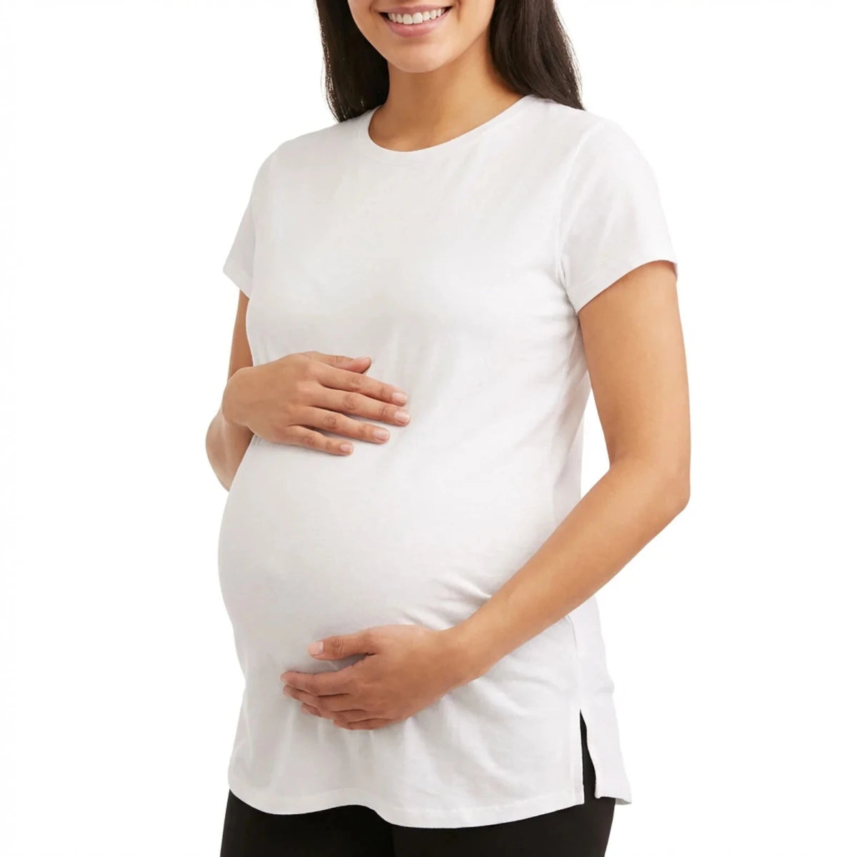 Baby Mom Plain Women's Maternity Short Sleeve T-Shirt (S to 2XL) White - ebebek