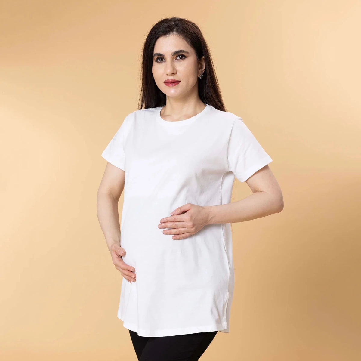 Baby Mom Plain Women's Maternity Short Sleeve T-Shirt (S to 2XL) White - ebebek