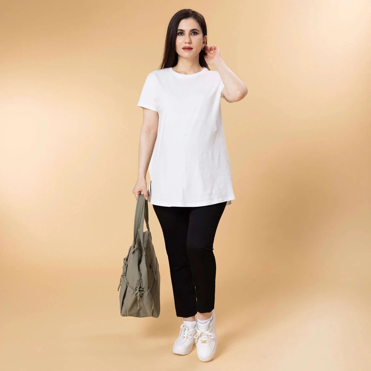 Baby Mom Plain Women's Maternity Short Sleeve T-Shirt (S to 2XL) White - ebebek