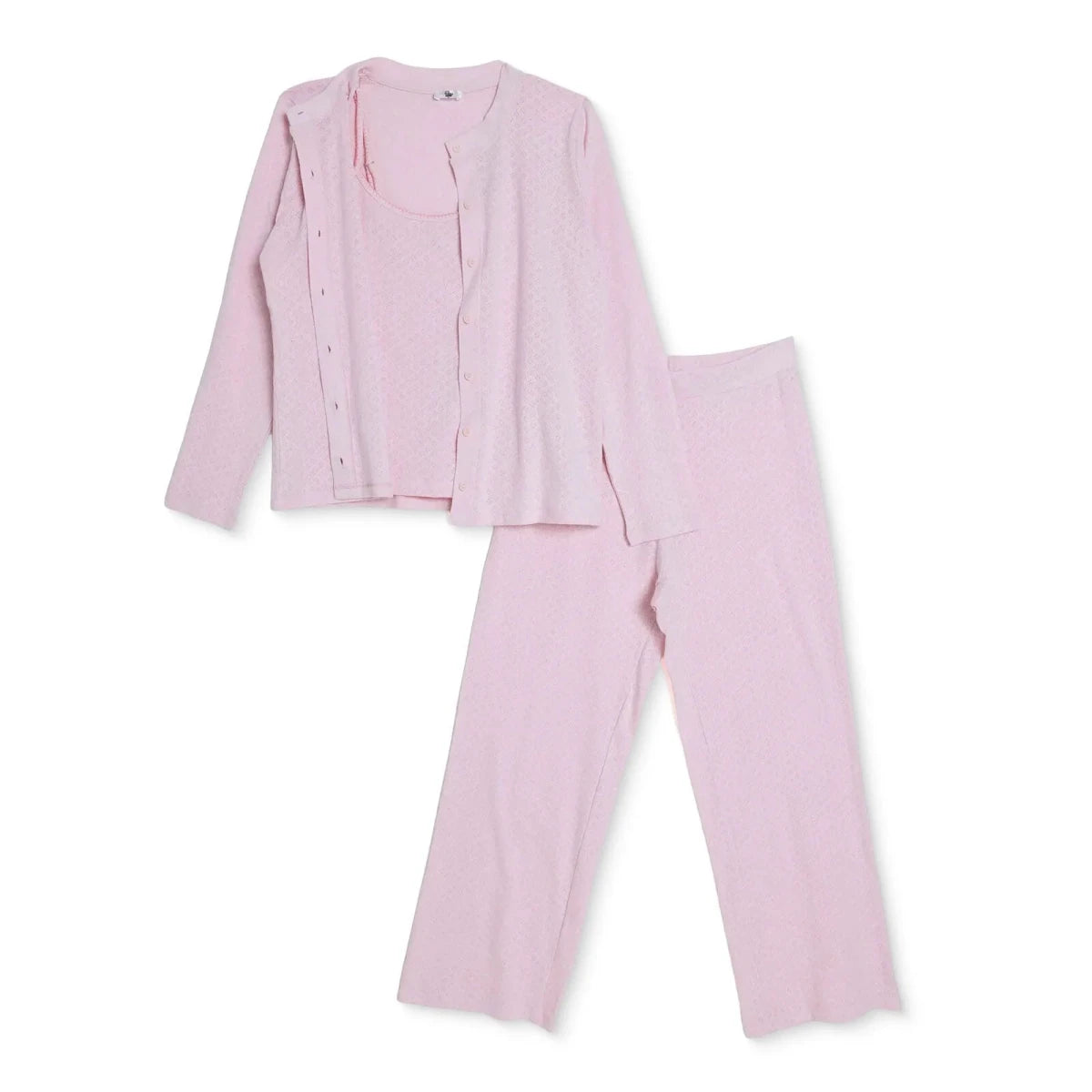 Baby Mom Women's Crew Neck Button Front Pyjama Set (S to 2XL) Pink - ebebek