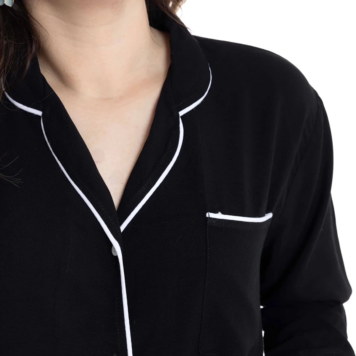 Baby Mom Buttoned Women's Maternity Long Sleeve Viscose Pyjama Set (S to 2XL) Black - ebebek