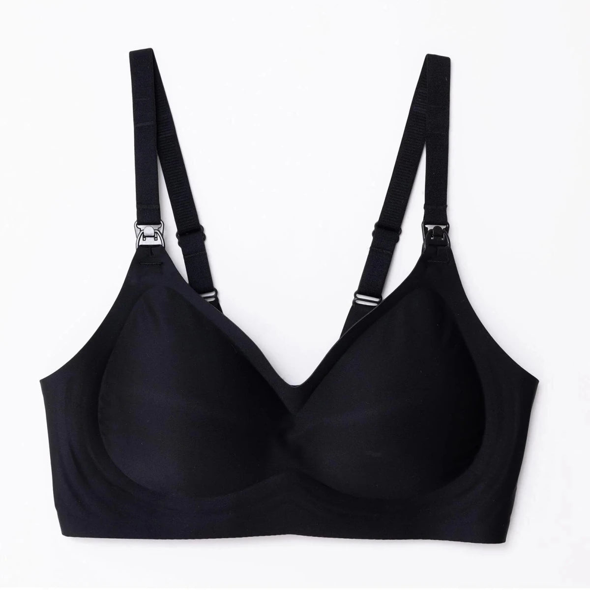 Baby Mom Women's Seamless V-Neck Non-Padded Nursing Bra Black - ebebek