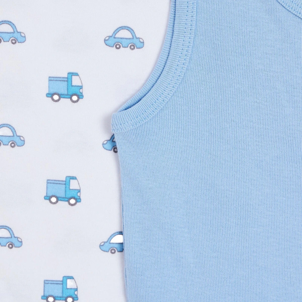 HelloBaby 2 Pack Car Print Ribbed Baby Vests (12 Months to 4-5 Years) Light Blue - ebebek