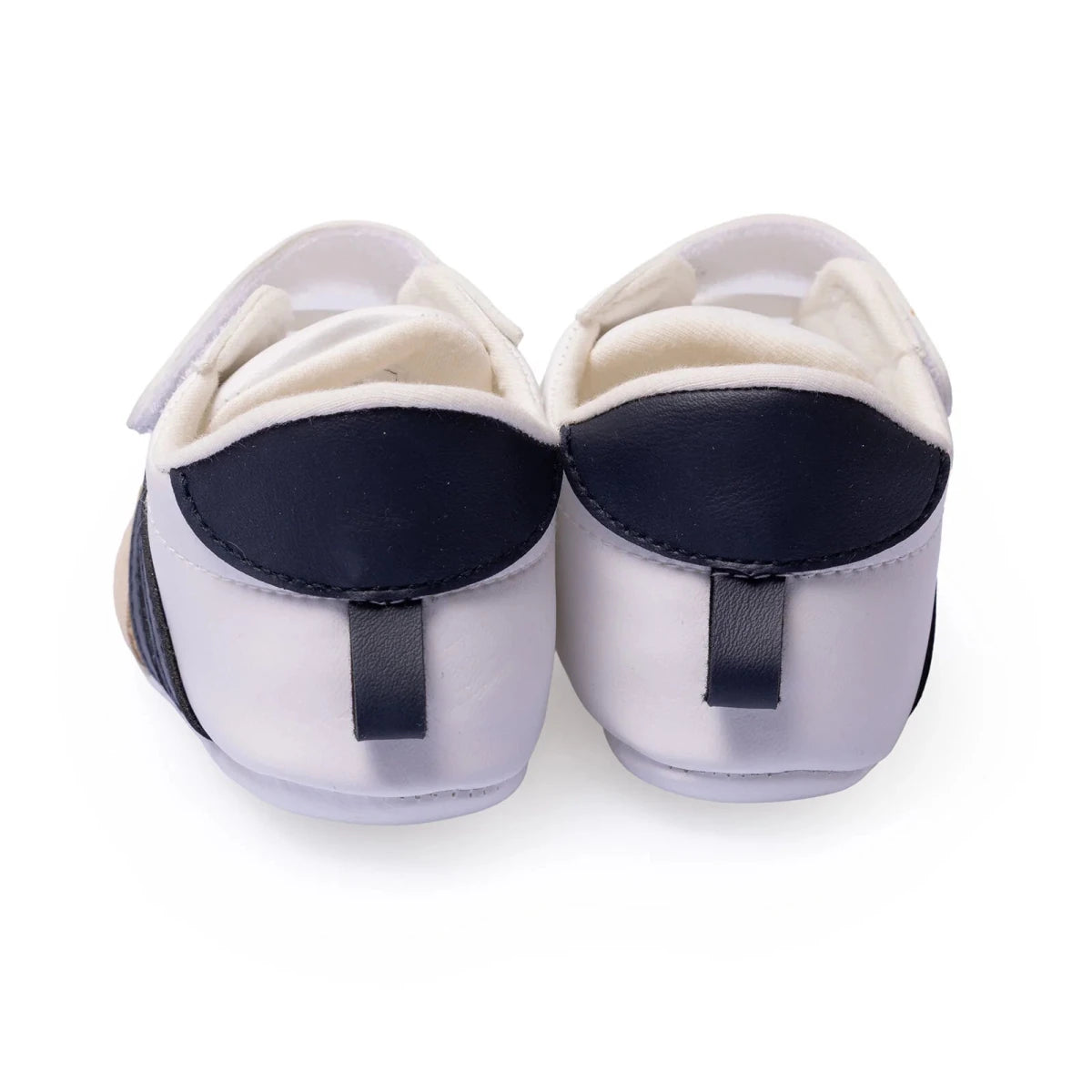HelloBaby Striped Touch-Fastening Faux Leather First Walker Baby Shoes White - ebebek