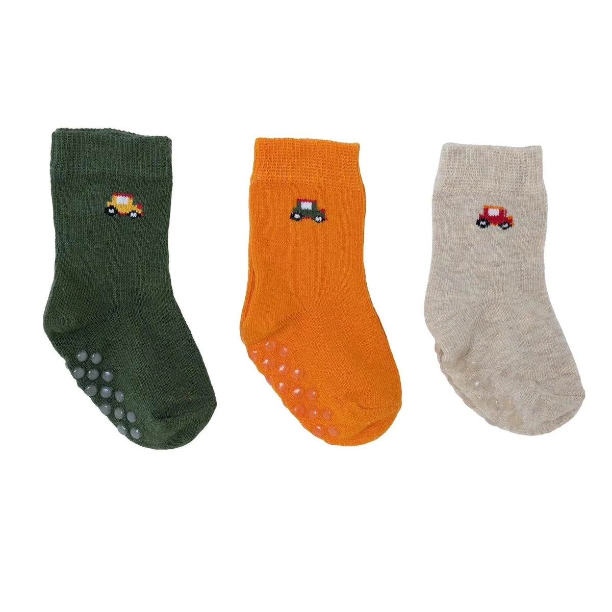 HelloBaby Car Print 3 Pack Non-Slip Baby Socks (Newborn to 3-4 Years) Orange - ebebek