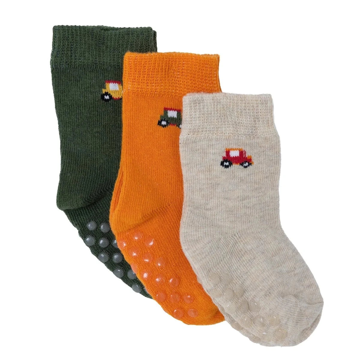 HelloBaby Car Print 3 Pack Non-Slip Baby Socks (Newborn to 3-4 Years) Orange - ebebek