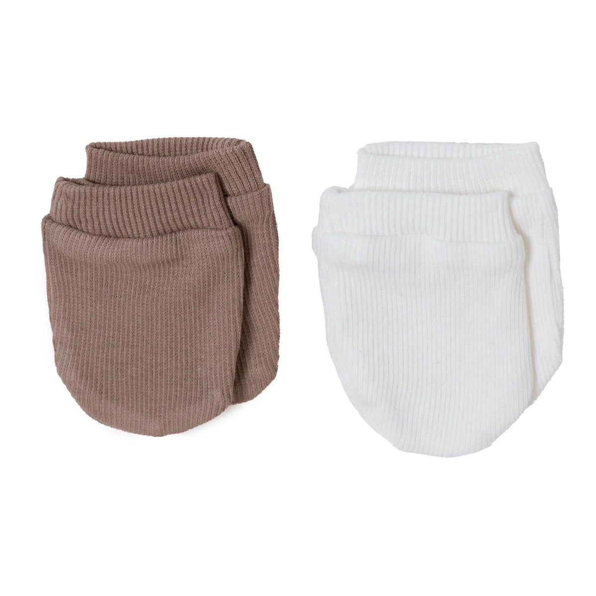 HelloBaby Ribbed Baby Scratch Mitts (Newborn) Brown - ebebek