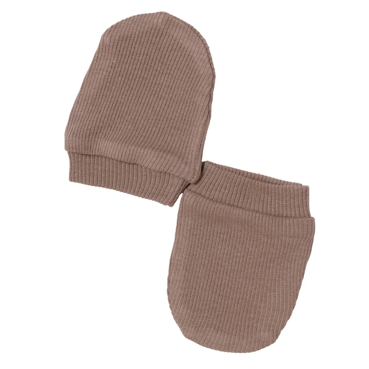 HelloBaby Ribbed Baby Scratch Mitts (Newborn) Brown - ebebek