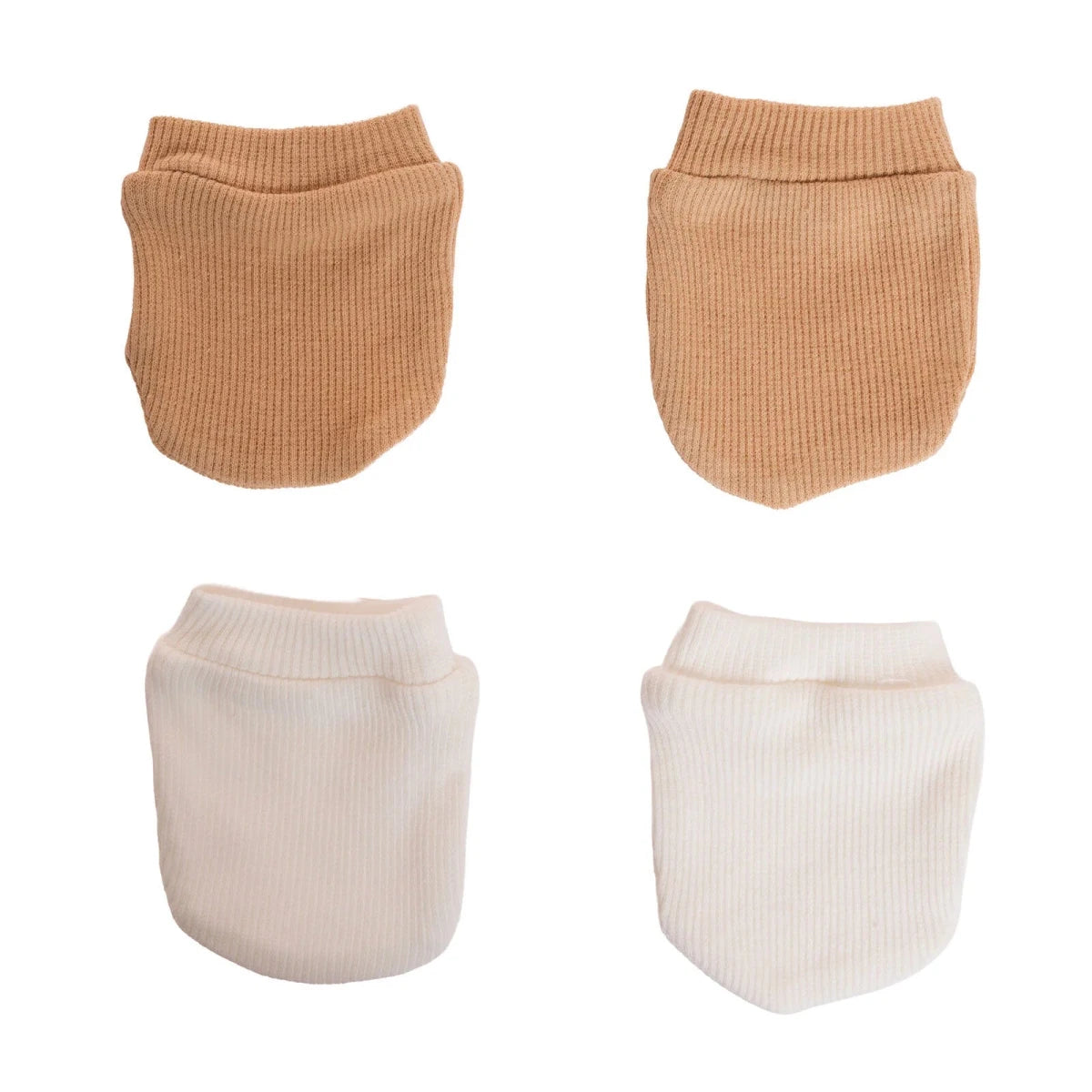 HelloBaby Ribbed Baby Scratch Mitts (Newborn) Light Brown - ebebek