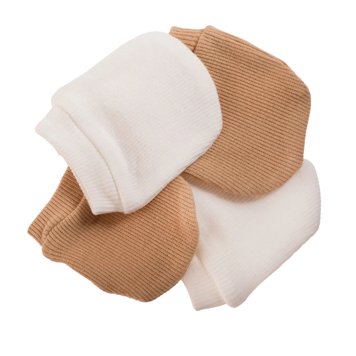HelloBaby Ribbed Baby Scratch Mitts (Newborn) Light Brown - ebebek