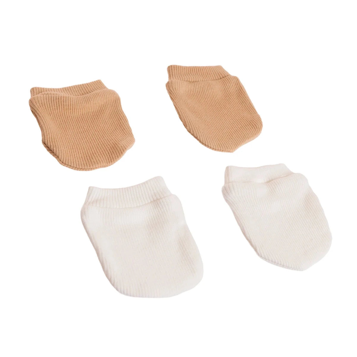 HelloBaby Ribbed Baby Scratch Mitts (Newborn) Light Brown - ebebek