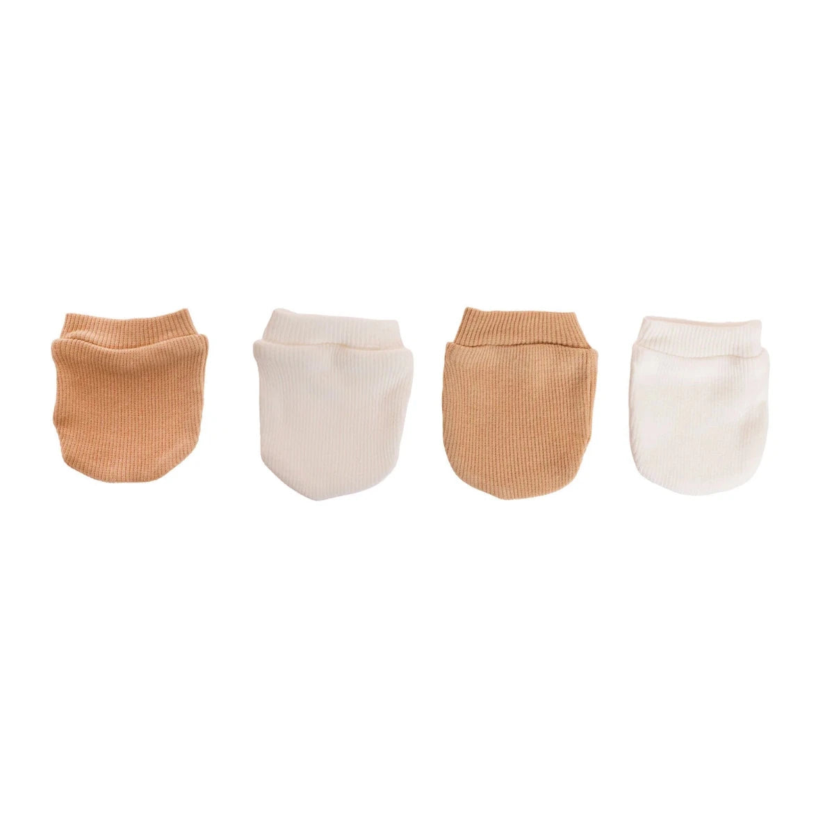 HelloBaby Ribbed Baby Scratch Mitts (Newborn) Light Brown - ebebek