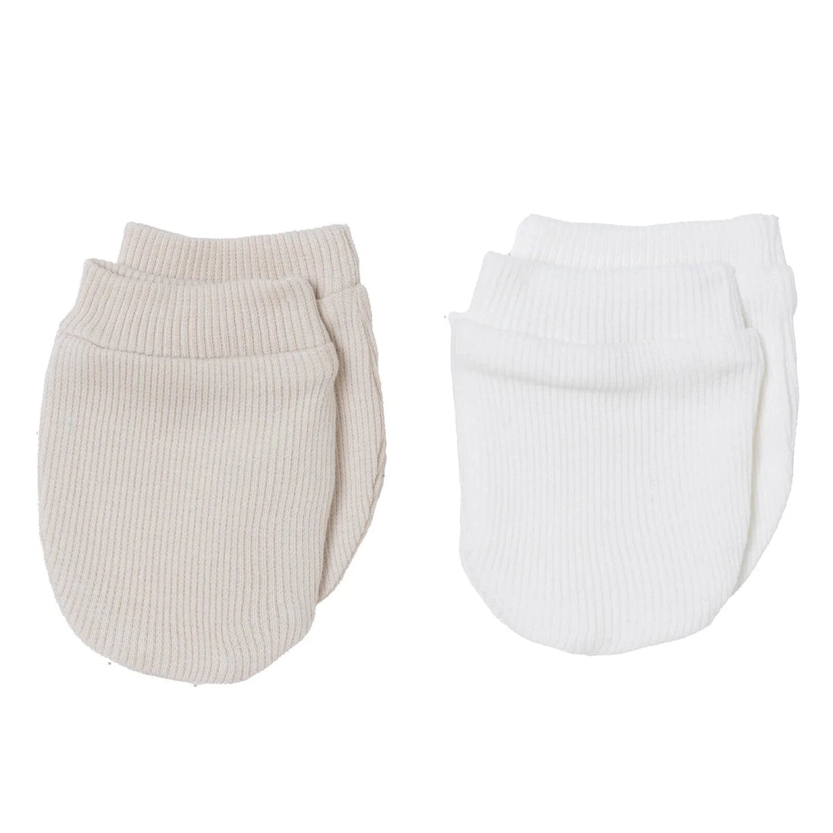 HelloBaby Ribbed Baby Scratch Mitts (Newborn) Beige - ebebek