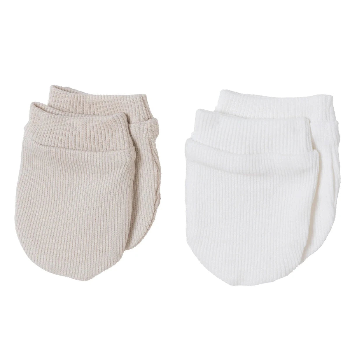 HelloBaby Ribbed Baby Scratch Mitts (Newborn) Beige - ebebek